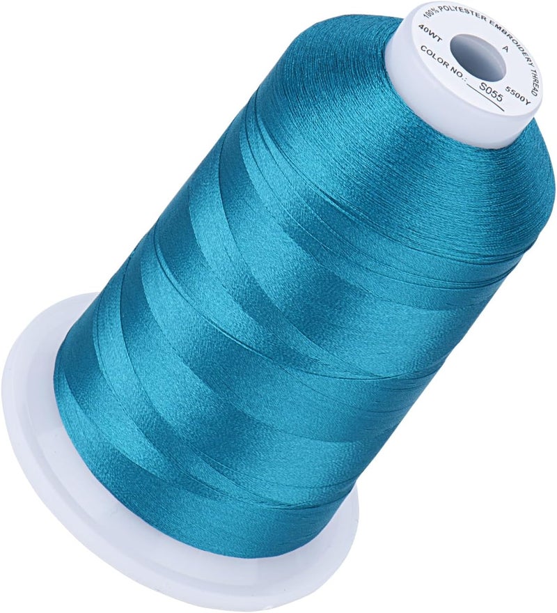 simthread 5500Yds Embroidery Thread, 5000M High-Yardage 40WT 100% Polyester Thread – 170+ Vivid Colors, High-Speed Rated – Compatible with Brother, Singer, Janome & More - Blue Satin S055 - Image 1